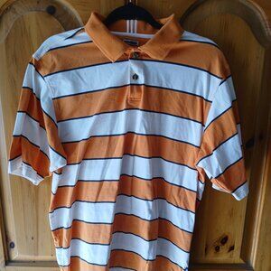 Adidas Climalite Cotton Poly Blend Polo Shirt, Mens Medium, Orange/Blue/White